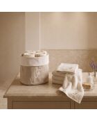 Panier + 4 gants de toilette en coton Zahra F ivoire - 30x30 cm