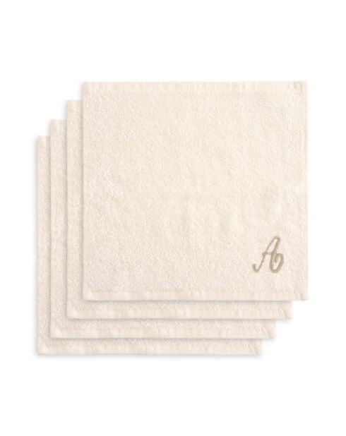 Panier + 4 gants de toilette en coton Zahra A ivoire - 30x30 cm