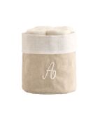 Panier + 4 gants de toilette en coton Zahra A ivoire - 30x30 cm