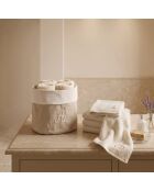 Panier + 4 gants de toilette en coton Zahra A ivoire - 30x30 cm