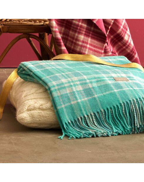 Plaid en coton Melissa bleu ciel - 150x200 cm