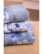 Lot de 4 serviettes éponges visage , invité en coton Sanderson bleu ciel/blu - 110x60 + 60x40 cm