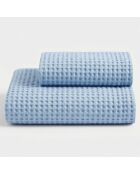 Lot de 2 serviettes éponges visage , invité en coton Milo bleu ciel - 110x60 + 60x40 cm