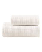 Lot de 2 serviettes éponges visage , invité en coton Alma ivoire - 110x60 + 60x40 cm