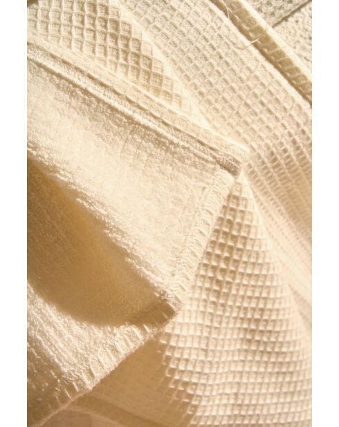 Lot de 2 serviettes éponges visage , invité en coton Alma ivoire - 110x60 + 60x40 cm