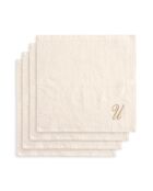 Panier + 4 gants de toilette en coton Zahra U ivoire - 30x30 cm
