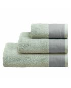 Serviettes éponge visage, invité et drap de bain en coton Mojave vert clair - 3 pièces
