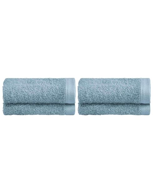 Set de 4 paños Elisa de algodón azul cielo - 30x30 cm