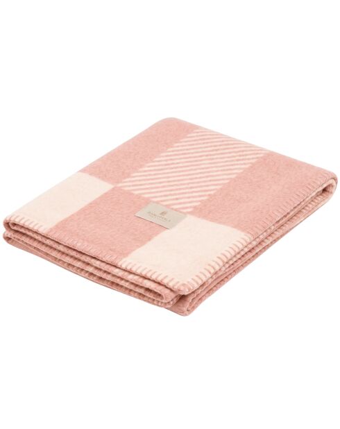 Plaid en laine Tableu rose poudré - 150x200 cm