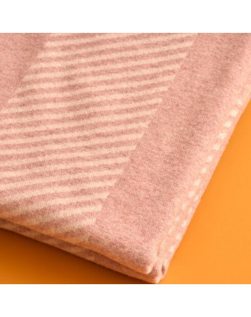 Plaid en laine Tableu rose poudré - 150x200 cm