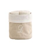Mand + 4 katoenen washandjes Zahra D ivoor - 30x30 cm