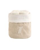Panier + 4 gants de toilette en coton Zahra W ivoire - 30x30 cm