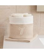Panier + 4 gants de toilette en coton Zahra W ivoire - 30x30 cm