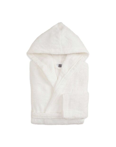 Peignoir à capuche en coton Elisa ivoire