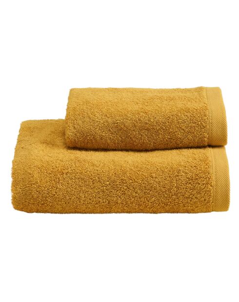 Lot de 2 serviettes éponges visage , invité en coton Elisa bronze - 110x60 + 60x40 cm