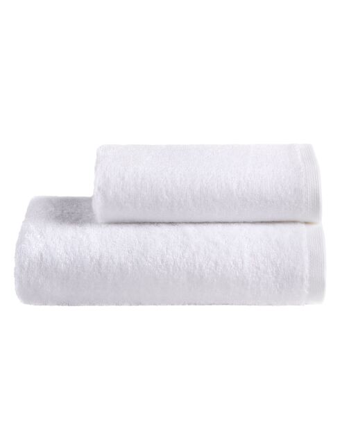 Lot de 2 serviettes éponges visage , invité Oasi blanches - 110x60 + 60x40 cm