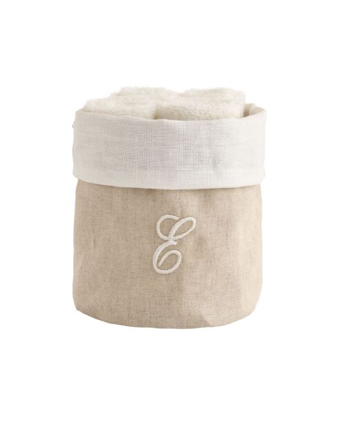 Mand + 4 katoenen washandjes Zahra E ivoor - 30x30 cm