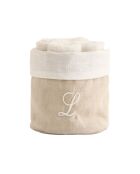 Mand + 4 katoenen washandjes Zahra L ivoor - 30x30 cm