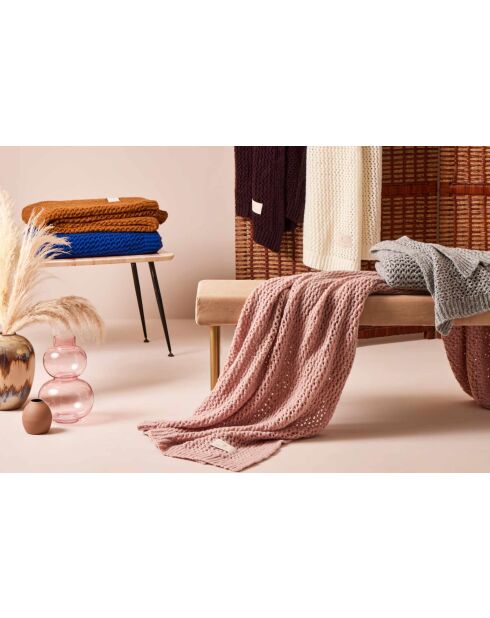 Plaid en laine Wells bleu de chine - 170x130 cm