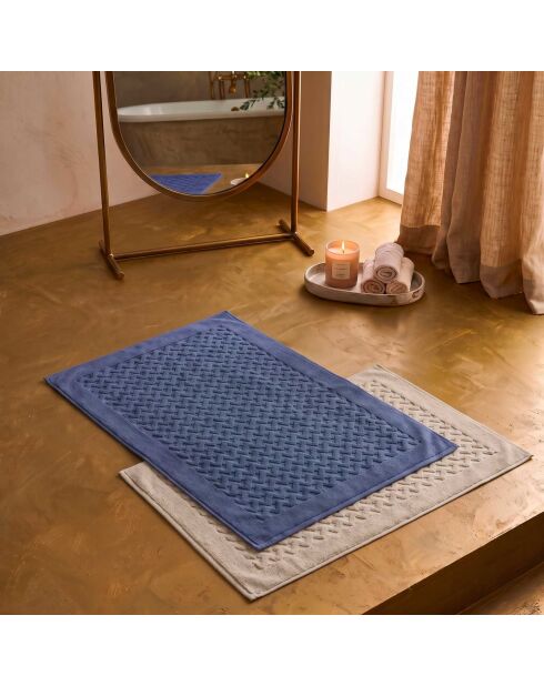 Tappeto da bagno Elisa in cotone blu - 60x90 cm