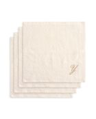 Panier + 4 gants de toilette en coton Zahra Y ivoire - 30x30 cm