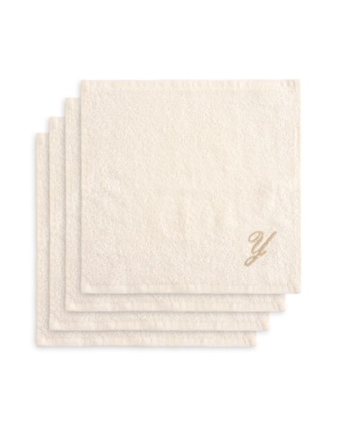 Panier + 4 gants de toilette en coton Zahra Y ivoire - 30x30 cm