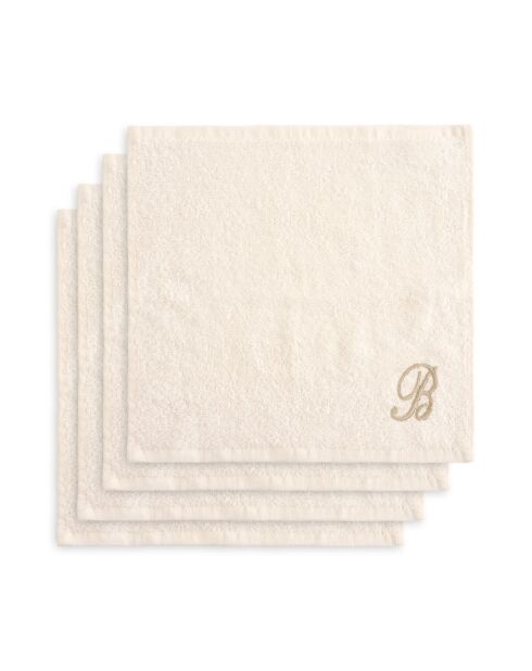 Panier + 4 gants de toilette en coton Zahra B ivoire - 30x30 cm