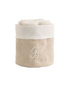 Panier + 4 gants de toilette en coton Zahra B ivoire - 30x30 cm
