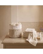 Panier + 4 gants de toilette en coton Zahra B ivoire - 30x30 cm
