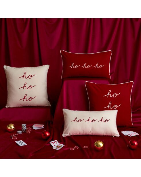 Coussin décoratif en coton Ho Ho Ho ivoire - 50x30cm