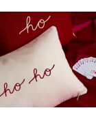 Coussin décoratif en coton Ho Ho Ho ivoire - 50x30cm