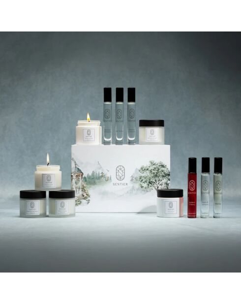Calendario de adviento 12 cajas: 6 perfumes sin alcohol y 6 velas
