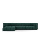 Canapé d'angle gauche modulaire en chenille Francesca 5 places vert bouteille - 316 x 160 x 70 cm