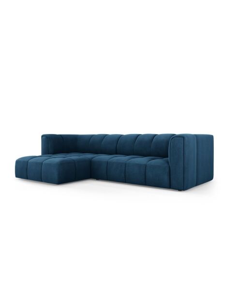 Canapé d'angle gauche modulaire en chenille Francesca 3 places bleu roi - 256 x 160 x 70 cm