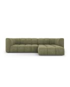 Canapé d'angle droit modulaire en chenille Francesca 3 places vert clair - 256 x 160 x 70 cm