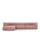 Canapé d'angle gauche modulaire en chenille Francesca 5 places rose - 316 x 160 x 70 cm