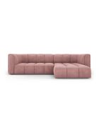 Canapé d'angle droit modulaire en chenille Francesca 3 places rose - 256 x 160 x 70 cm