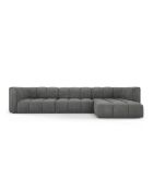 Canapé d'angle droit modulaire en chenille Francesca 5 places gris foncé - 316 x 160 x 70 cm
