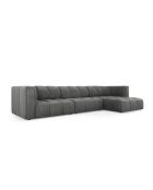 Canapé d'angle droit modulaire en chenille Francesca 5 places gris foncé - 316 x 160 x 70 cm