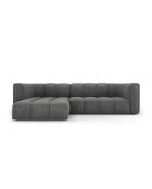 Canapé d'angle gauche modulaire en chenille Francesca 3 places gris foncé - 256 x 160 x 70 cm