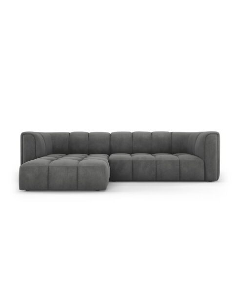 Canapé d'angle gauche modulaire en chenille Francesca 3 places gris foncé - 256 x 160 x 70 cm