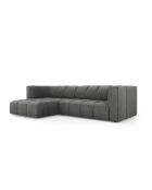 Canapé d'angle gauche modulaire en chenille Francesca 3 places gris foncé - 256 x 160 x 70 cm