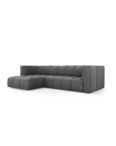 Canapé d'angle gauche modulaire en chenille Francesca 3 places gris foncé - 256 x 160 x 70 cm