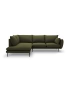 Canapé d'angle gauche en tissu structuré Elio 5 places vert - 251 x 185 x 95 cm