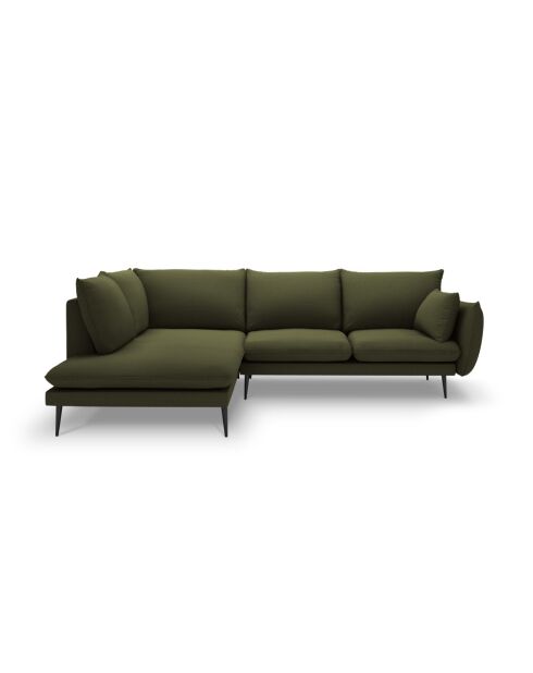Canapé d'angle gauche en tissu structuré Elio 5 places vert - 251 x 185 x 95 cm