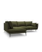 Canapé d'angle gauche en tissu structuré Elio 5 places vert - 251 x 185 x 95 cm