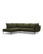 Canapé d'angle gauche en tissu structuré Elio 5 places vert - 251 x 185 x 95 cm