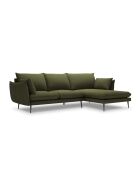 Canapé d'angle droit en tissu structuré Elio 5 places vert - 251 x 170 x 97 cm