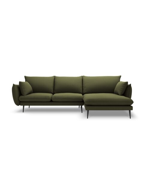 Canapé d'angle droit en tissu structuré Elio 5 places vert - 251 x 170 x 97 cm