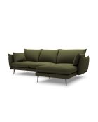 Canapé d'angle droit en tissu structuré Elio 5 places vert - 251 x 170 x 97 cm